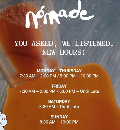 Nomade New Hours